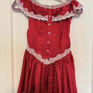 Frankie's Bikinis Red Polka Dot Lace Dress